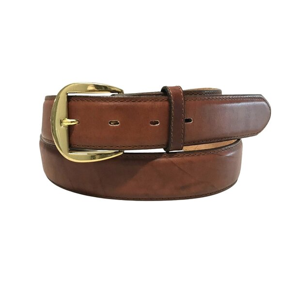 TONY LAMA Mens Brown Leather Ranger Belt Size 38 Brass Buckle NEW - Picture 1 of 6